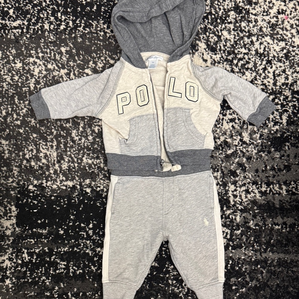 Polo by Ralph Lauren Gray Hooded Sweatshirt & Jogger Set